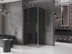Mexen Velar L klizna tuš kabina 90 x 70 cm, grafit, zlatna brušena - 871-090-070-43-55