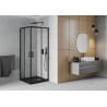 Mexen Rio kvadratisk duschkabin 90 x 90 cm, transparent, svart + Flat duschkar, svart - 860-090-090-70-00-4070B