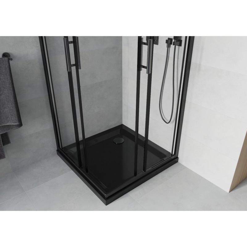 Mexen Rio ruudukujuline dušinurk 90 x 90 cm, läbipaistev, must + Flat dušialus, must - 860-090-090-70-00-4070B