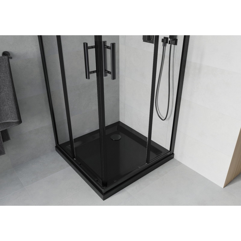 Mexen Rio ruudukujuline dušinurk 90 x 90 cm, läbipaistev, must + Flat dušialus, must - 860-090-090-70-00-4070B