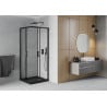 Mexen Rio kvadratisk duschkabin 90 x 90 cm, transparent, svart + Flat duschkar, svart - 860-090-090-70-00-4070B