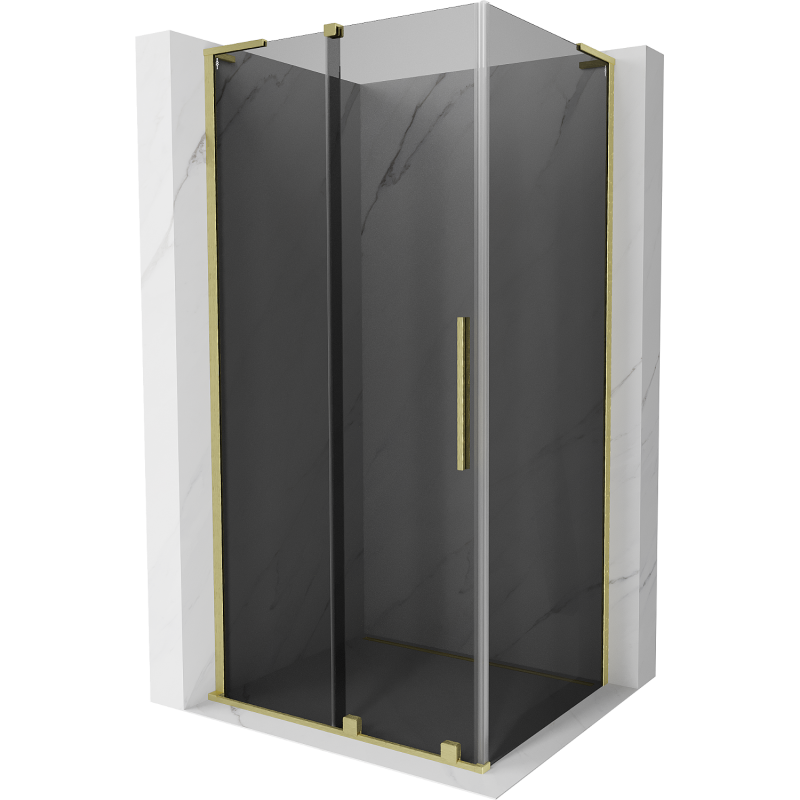 Mexen Velar L sliding shower enclosure 110 x 75 cm, graphite, brushed gold - 871-110-075-43-55