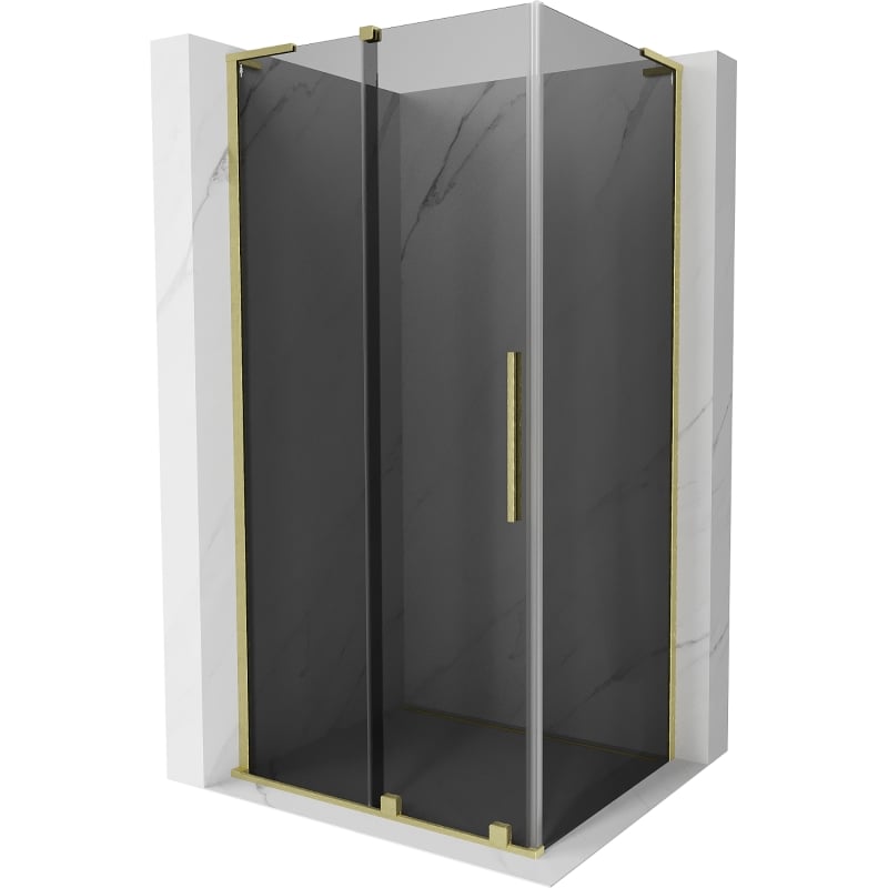 Mexen Velar L Sliding Shower Cabin 110 x 85 cm, Graphite, Brushed Gold - 871-110-085-43-55