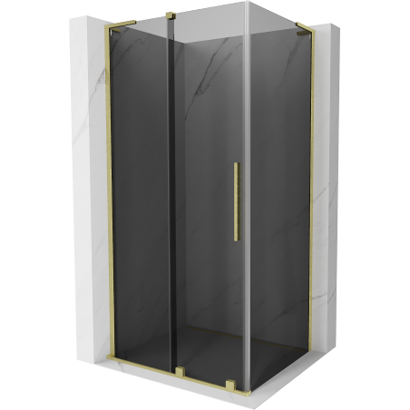 Mexen Velar L Sliding Shower Cabin 110 x 85 cm, Graphite, Brushed Gold - 871-110-085-43-55