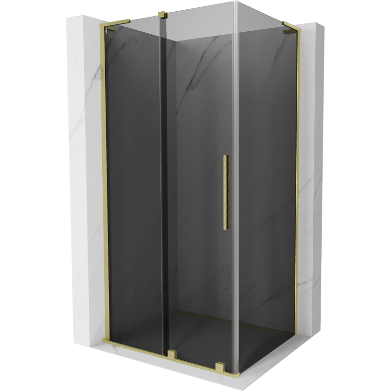 Mexen Velar L douchecabine schuifdeur 120 x 80 cm, grafiet, geborsteld goud - 871-120-080-43-55