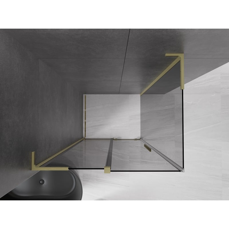 Mexen Velar L sliding shower cabin 120 x 110 cm, graphite, brushed gold - 871-120-110-43-55