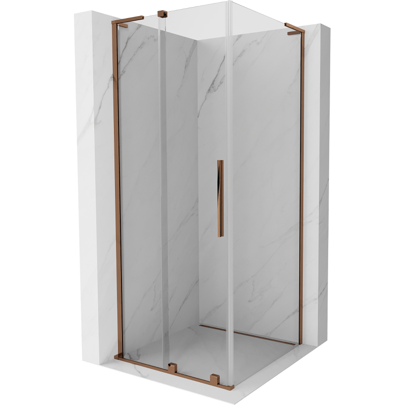 Cabine de douche coulissante Mexen Velar L 90 x 90 cm, transparent, or rose - 871-090-090-03-60