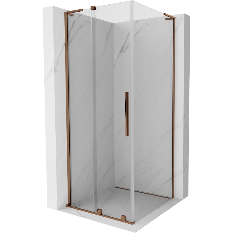 Mexen Velar L lükandustega dušinurk 110 x 110 cm, läbipaistev, roosa kuld - 871-110-110-03-60