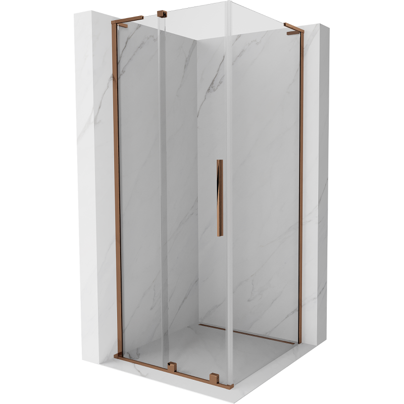 Mexen Velar L sliding shower cabin 120 x 120 cm, transparent, rose gold - 871-120-120-03-60