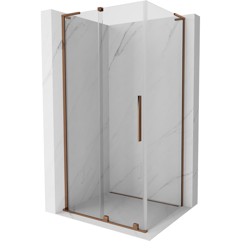 Mexen Velar L Duschkabine schiebbar 90 x 70 cm, transparent, Roségold - 871-090-070-03-60