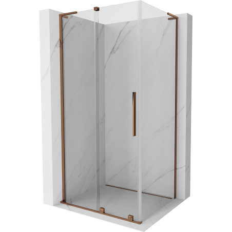 Cabine de douche coulissante Mexen Velar L 90 x 70 cm, transparent, or rose - 871-090-070-03-60