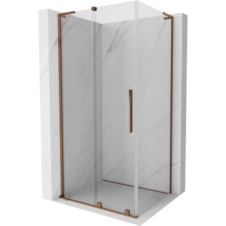 Mexen Velar L Duschkabine schiebbar 90 x 70 cm, transparent, Roségold - 871-090-070-03-60