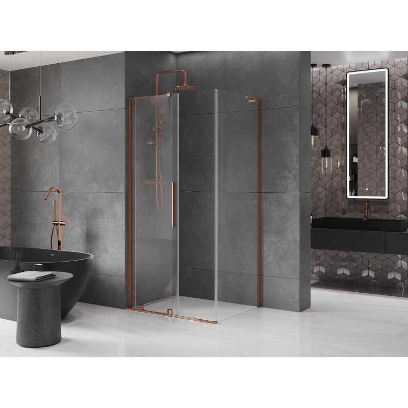 Mexen Velar L klizna tuš kabina klizna 90 x 80 cm, prozirna, ružičasto zlato - 871-090-080-03-60