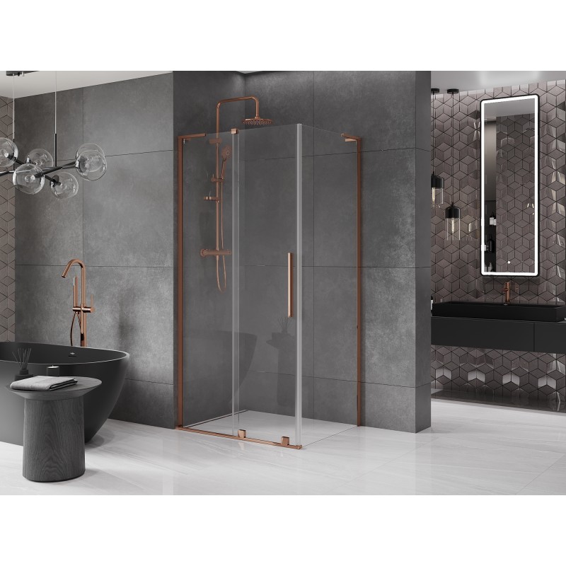 Mexen Velar L kabina prysznicowa rozsuwana 100 x 90 cm, transparent, różowe złoto - 871-100-090-03-60