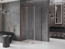Mexen Velar L cabine de douche coulissante 110 x 90 cm, transparent, or rose - 871-110-090-03-60