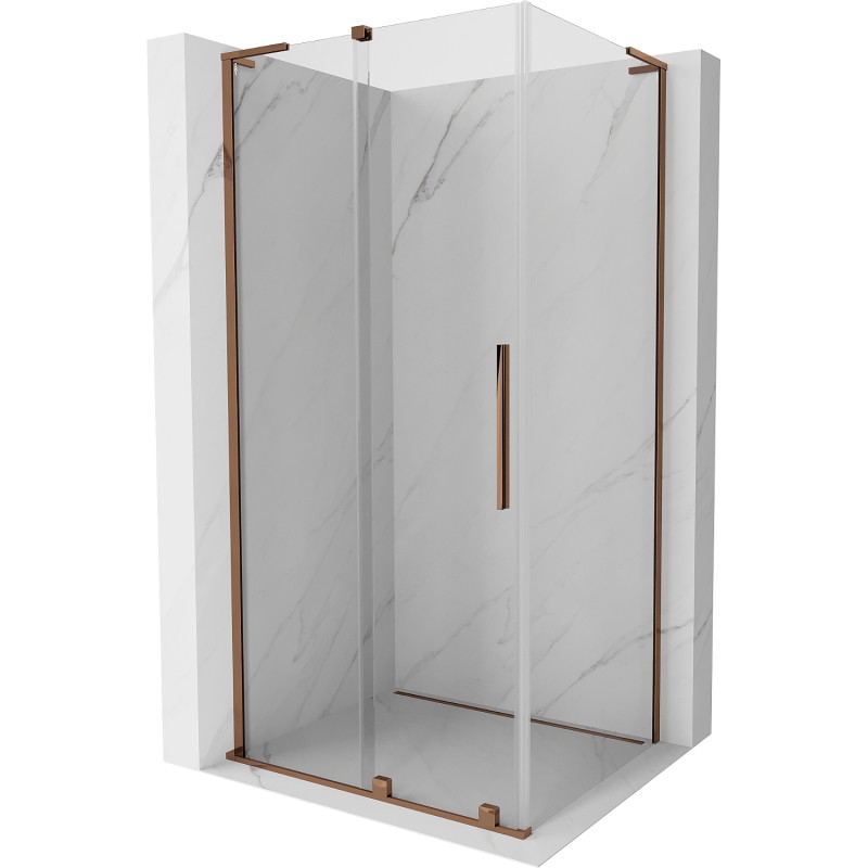 Mexen Velar L klizna za tuš na izvlačenje 110 x 90 cm, prozirna, ružičasto zlato - 871-110-090-03-60