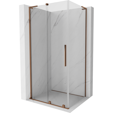 Mexen Velar L sliding shower enclosure 110 x 80 cm, transparent, rose gold - 871-110-080-03-60