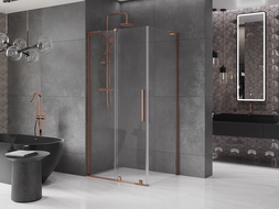 Mexen Velar L cabine de douche coulissante 120 x 80 cm, transparent, or rose - 871-120-080-03-60
