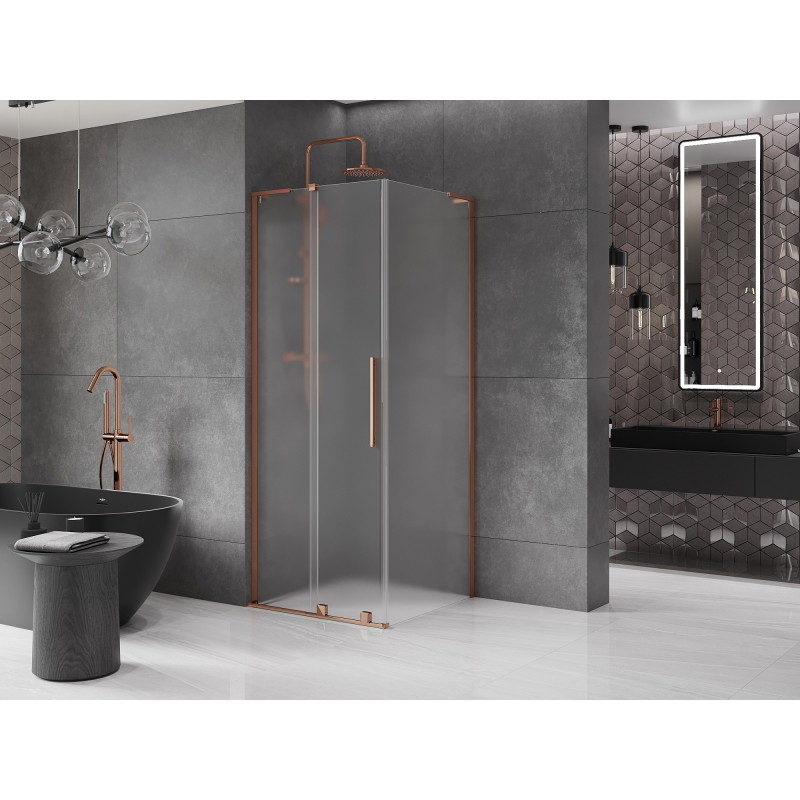 Mexen Velar L liuguks dušinurk 90 x 90 cm, härmatis, roosa kuld - 871-090-090-33-60