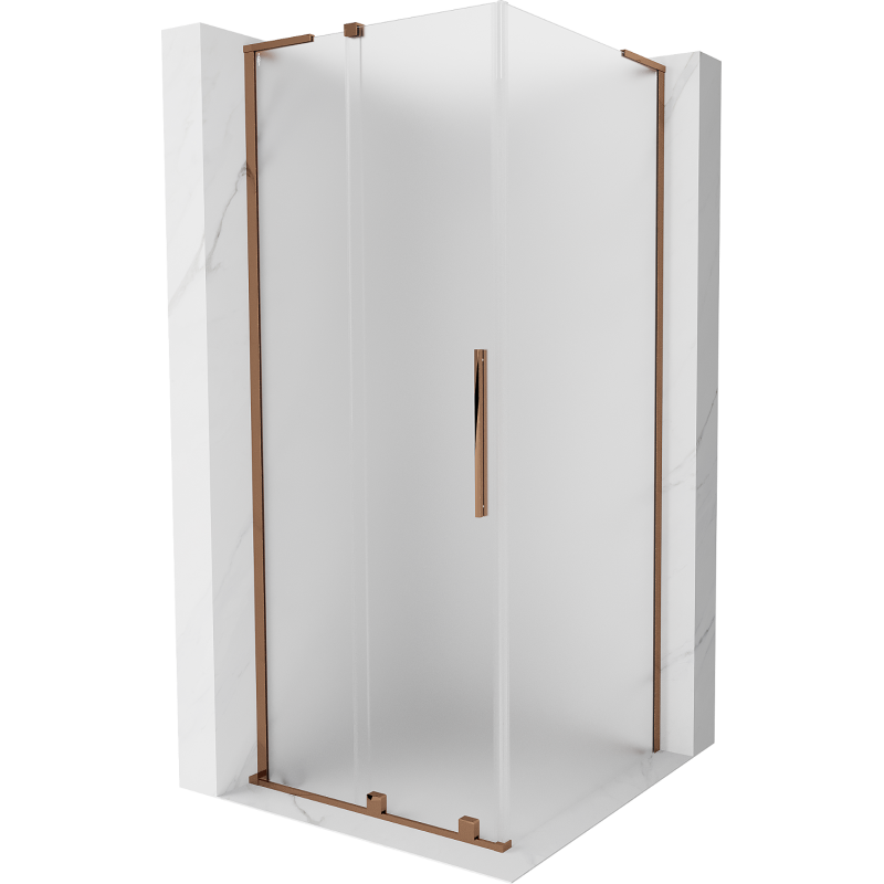 Mexen Velar L kabina prysznicowa rozsuwana 100 x 100 cm, szron, różowe złoto - 871-100-100-33-60