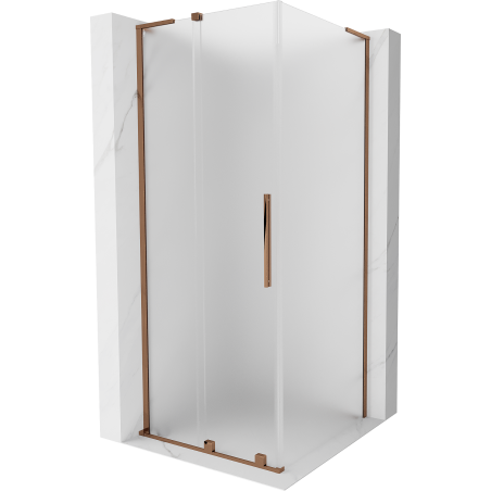 Mexen Velar L sliding shower enclosure 100 x 100 cm, frosted, rose gold - 871-100-100-33-60