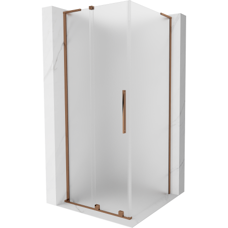 Mexen Velar L Sliding Shower Cabin 120 x 120 cm, Frosted, Rose Gold - 871-120-120-33-60