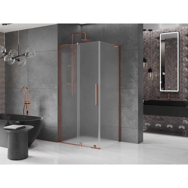 Mexen Velar L cabina de ducha corredera 90 x 110 cm, escarcha, oro rosa - 871-090-110-33-60