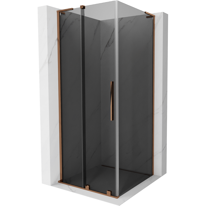 Mexen Velar L schuifdouchecabine 90 x 90 cm, grafiet, roze goud - 871-090-090-43-60