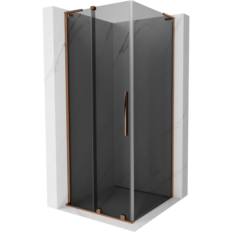 Mexen Velar L schuifdouchecabine 90 x 90 cm, grafiet, roze goud - 871-090-090-43-60