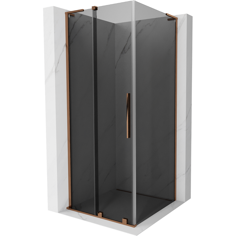 Mexen Velar L cabina doccia scorrevole 110 x 110 cm, grafite, oro rosa - 871-110-110-43-60
