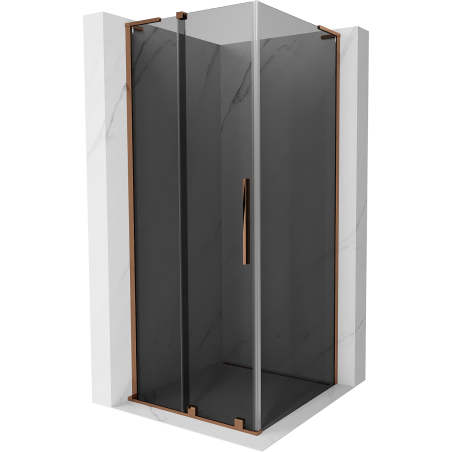 Mexen Velar L sliding shower cabin 110 x 110 cm, graphite, rose gold - 871-110-110-43-60