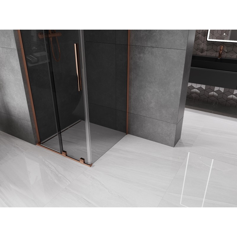 Mexen Velar L sliding shower cabin 120 x 120 cm, graphite, rose gold - 871-120-120-43-60