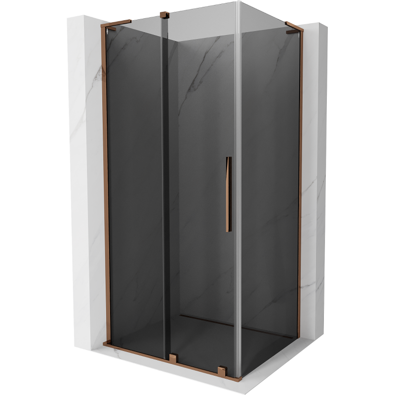 Mexen Velar L sliding shower enclosure 90 x 70 cm, graphite, rose gold - 871-090-070-43-60
