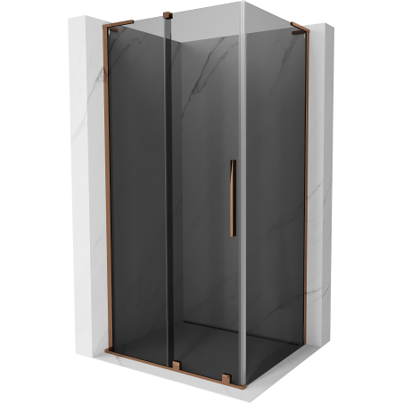 Mexen Velar L Sliding Shower Enclosure 90 x 75 cm, Graphite, Rose Gold - 871-090-075-43-60