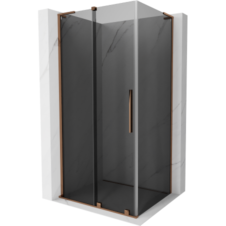 Mexen Velar L sliding shower enclosure 90 x 100 cm, graphite, rose gold - 871-090-100-43-60