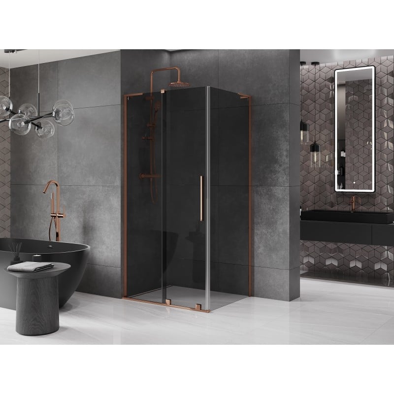 Mexen Velar L sliding shower cabin 100 x 75 cm, graphite, rose gold - 871-100-075-43-60