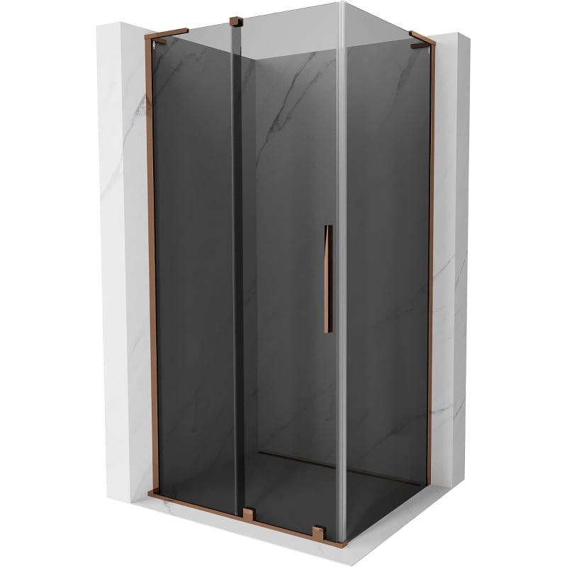 Mexen Velar L lükandustega dušinurk 100 x 80 cm, grafiit, roosa kuld - 871-100-080-43-60