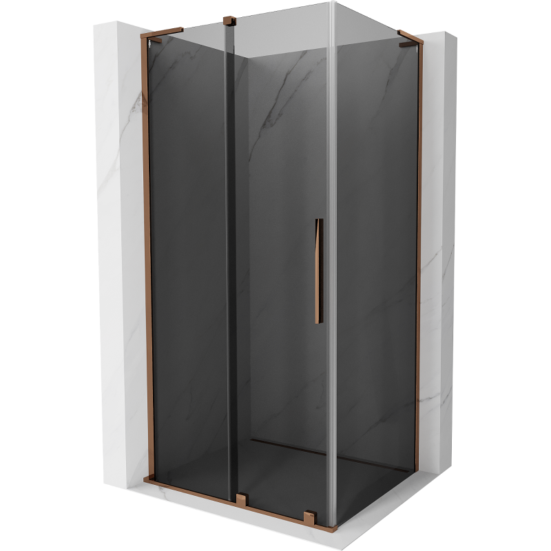 Mexen Velar L sliding shower cabin 100 x 90 cm, graphite, rose gold - 871-100-090-43-60