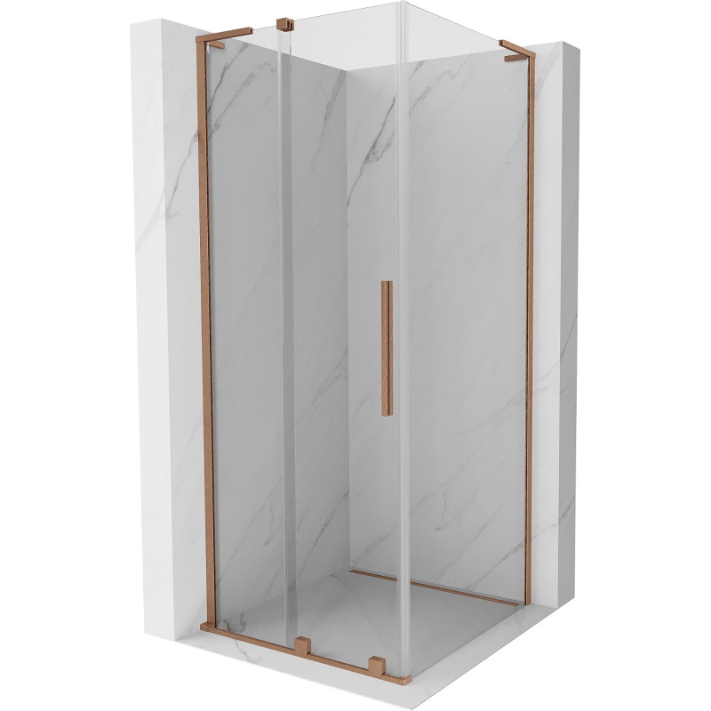 Mexen Velar L lükanddušinurk 90 x 90 cm, läbipaistev, harjatud vask - 871-090-090-03-65