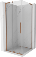 Mexen Velar L skjutbar duschkabin 90 x 90 cm, transparent, borstad koppar - 871-090-090-03-65