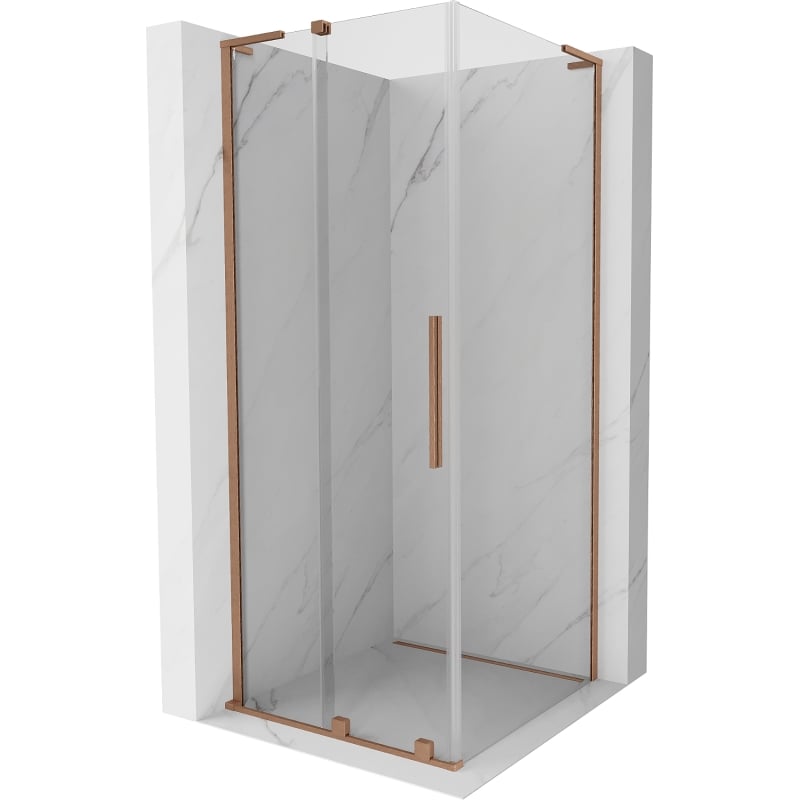 Mexen Velar L klizna tuš kabina klizna 110 x 110 cm, prozirna, brušena bakar - 871-110-110-03-65