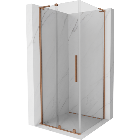 Mexen Velar L cabine de douche coulissante 120 x 120 cm, transparent, cuivre brossé - 871-120-120-03-65
