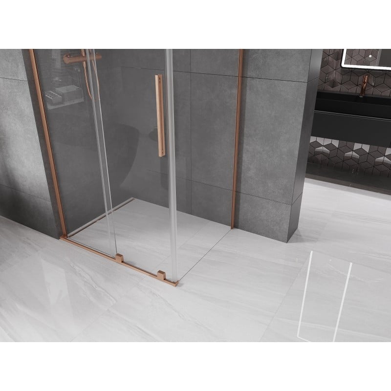 Mexen Velar L cabine de douche coulissante 90 x 80 cm, transparent, cuivre brossé - 871-090-080-03-65