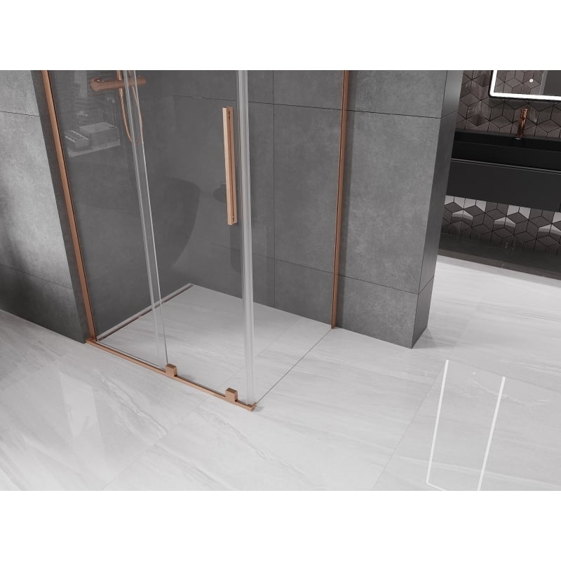 Mexen Velar L liuguks, dušinurk 90 x 85 cm, läbipaistev, harjatud vask - 871-090-085-03-65