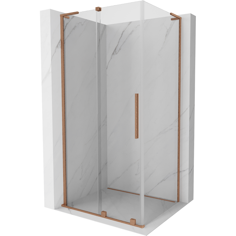 Mexen Velar L Duschkabine schiebbar 100 x 90 cm, transparent, gebürstetes Kupfer - 871-100-090-03-65