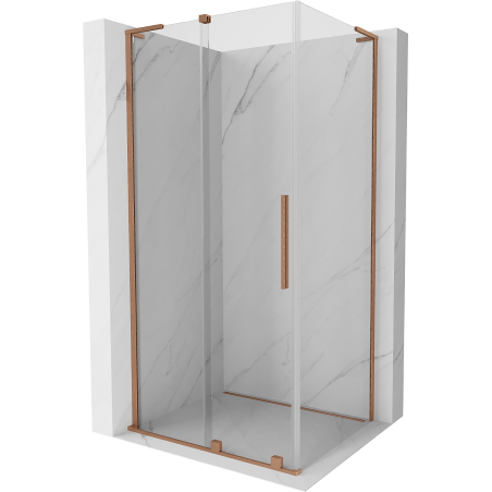 Mexen Velar L Duschkabine schiebbar 100 x 90 cm, transparent, gebürstetes Kupfer - 871-100-090-03-65
