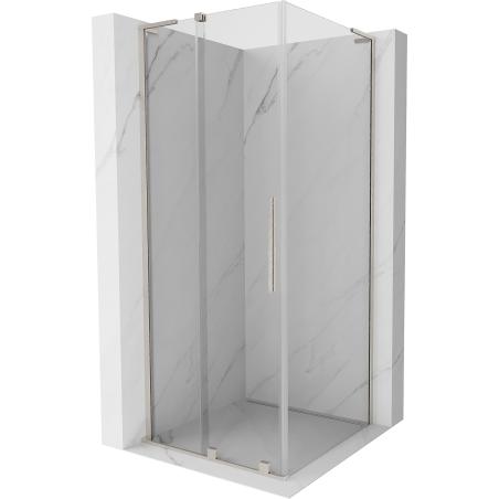 Mexen Velar L Duschkabine Schiebetür 100 x 100 cm, transparent, gebürsteter Nickel - 871-100-100-03-97