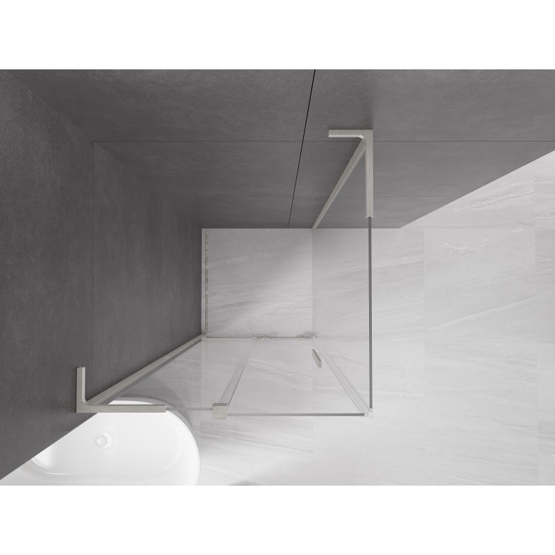 Mexen Velar L lükandustega dušinurk 110 x 110 cm, läbipaistev, harjatud nikkel - 871-110-110-03-97
