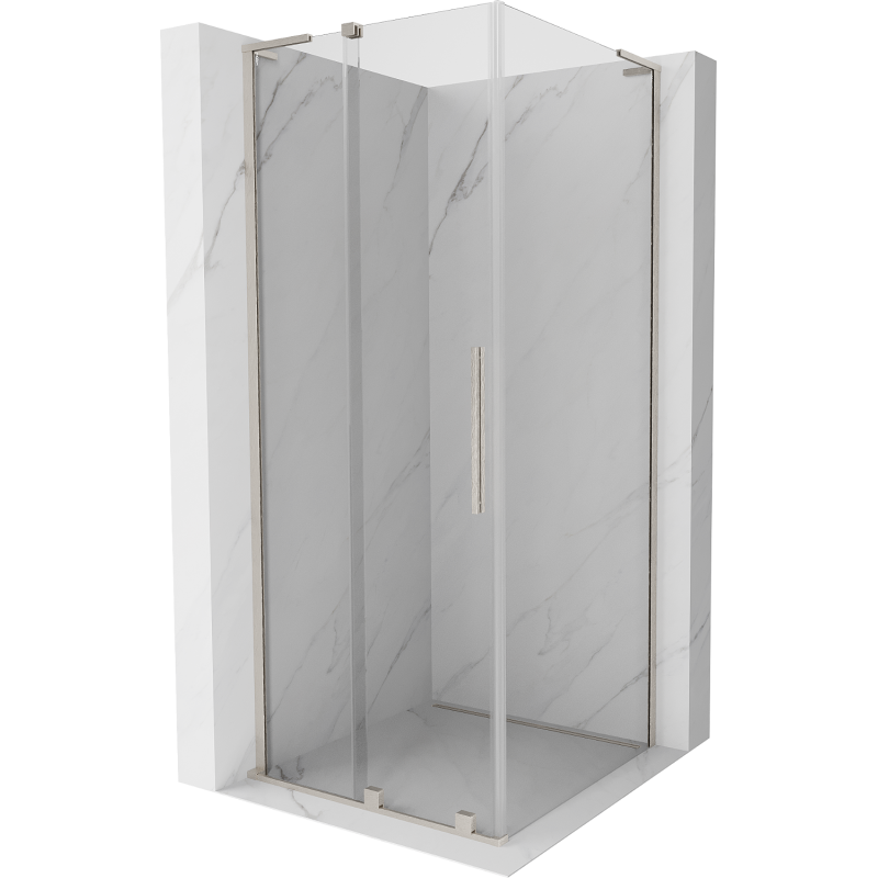 Mexen Velar L sliding shower cabin 90 x 90 cm, transparent, brushed nickel - 871-090-090-03-97