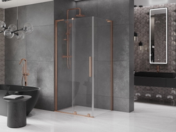Mexen Velar L klizna za tuš na razvlačenje 110 x 70 cm, prozirna, brušeni bakar - 871-110-070-03-65